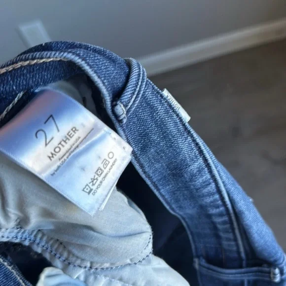 MOTHER High-Rise Straight Leg Jeans - Blue - High Waisted Rascal Sneak Fray - 27 - Picture 4 of 9